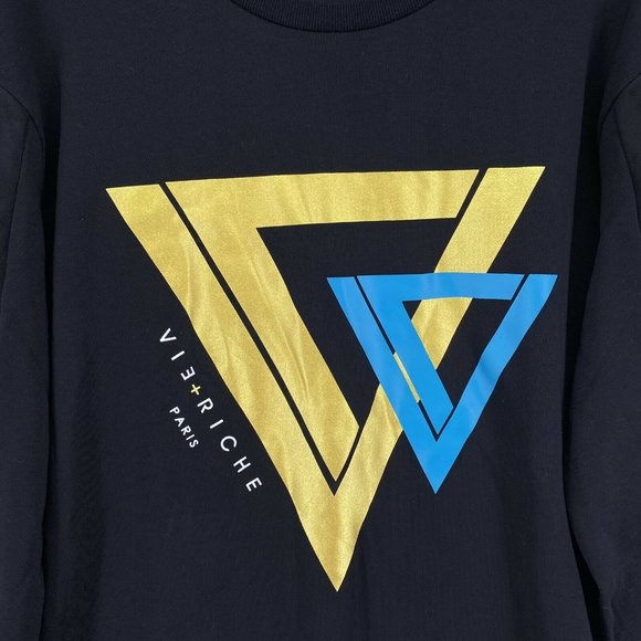 Vie + Riche Men’s Medium Black Graphic Logo Long Sleeve Crewneck Sweater - Picture 6 of 9